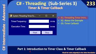 Thread Timer | Part 1 - Introuction to Thread Timer Class | C# Advanced #233
