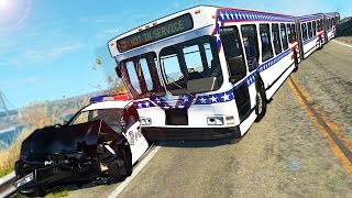 Long BENDY BUS Evades the Police?! - BeamNG Gameplay \u0026 Crashes - Cop Escape