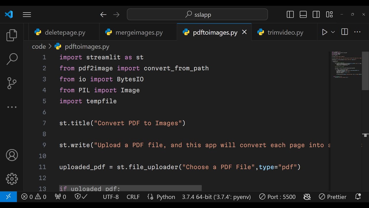 Python 3 Streamlit Project To Export All Pdf Pages To Png Images Using