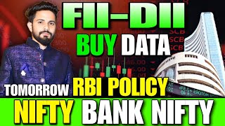 Market Analysis | RBI MONETARY POLICY | Fii Dii Data Analysis | Bank nifty Tomorrow