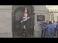 Kings guard moves his horse closer to a blind young man. #royalguards