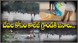 చేపల కోసం కాలేజ్ గ్రౌండ్ కి జనాలు || TeenmarMallanna || QNews || QNewsHD