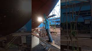 Carbon air arc Gouging //shipyard workers #welding #welder #shipbuilding #shipbuilders#gouging