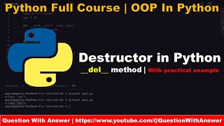 python topics | Destructors in Python | python lectures | python .9 tutorial | Day 21 #python #new
