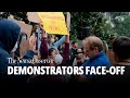 Protesters and counter-protesters face off during pro-Palestinian rally at UNC