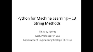 Python for Machine Learning – 13 - String Methods