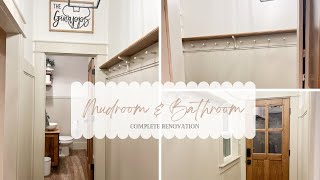 MUDROOM & BATHROOM COMPLETE RENOVATION | FROM RANDOM STAIRS AND CLOSET TO THIS!