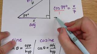 Right Triangle Trig -- Finding Missing Sides of the Triangle (SOH-CAH-TOA)