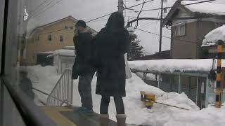 【えちぜん鉄道】MC6101形普通列車右側車窓（越前鐵路區間車雪窗景） 勝山永平寺線福井～永平寺口～勝山 17 Feb. 2018（福井豪雪後）