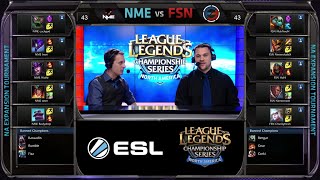 Enemy eSport vs Fusion Gaming Game 1 | NA LCS Expansion Tournament Spring 2015 | NME vs FSN G1 60FPS