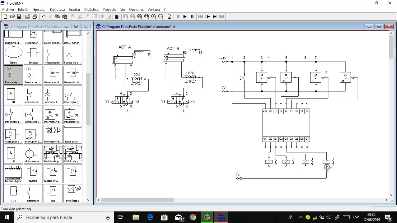 Secuencia A+B+A-B- FluidSIM En PLC Electroneumatico De Festo - YouTube