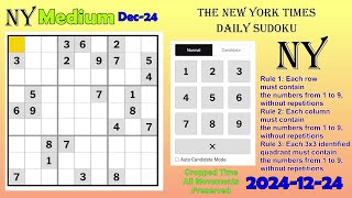 The New York Times Daily Sudoku 2024-12-24 Medium