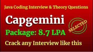 Capgemini Interview Questions | Java 8 Coding & Theory