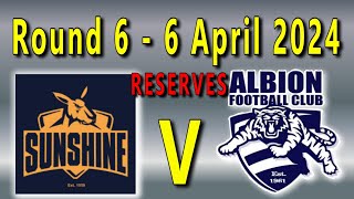 WRFL Reserves - Sunshine V Albion - Round 6 on 6 April 2024 at Kindersmith Reserve