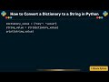 How to Convert a Dictionary to a String in Python