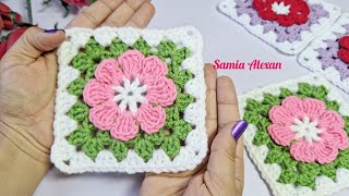 CROCHET: EASY crochet granny square Motif/ perfect crochet square/crochet flower granny square