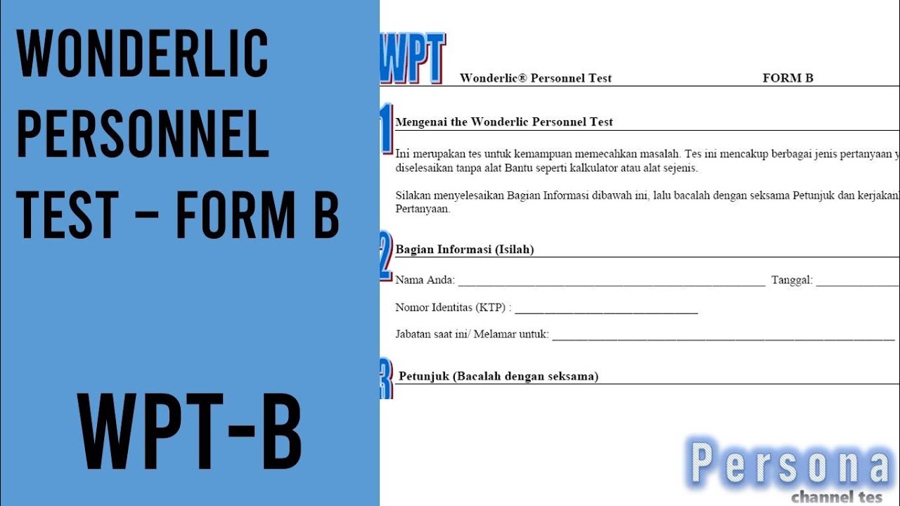 Psikotes IQ WPT Form B (Wonderlic Personnel Test) - YouTube