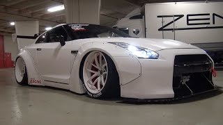 Liberty Walk Nissan GT-R WideBody w/ Akrapovic Exhaust! Start \u0026 Accelerations!