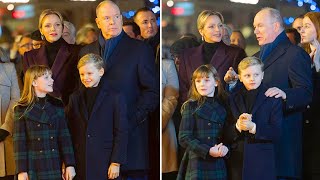 Charlene Of Monaco, Albert And Their Twins Light Up The Rock On Saint Devote's Day