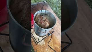 Deep fry turkey in the Texas rain (safely)