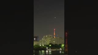 UFOみたいなヘリコプター　隅田川花火大会中継