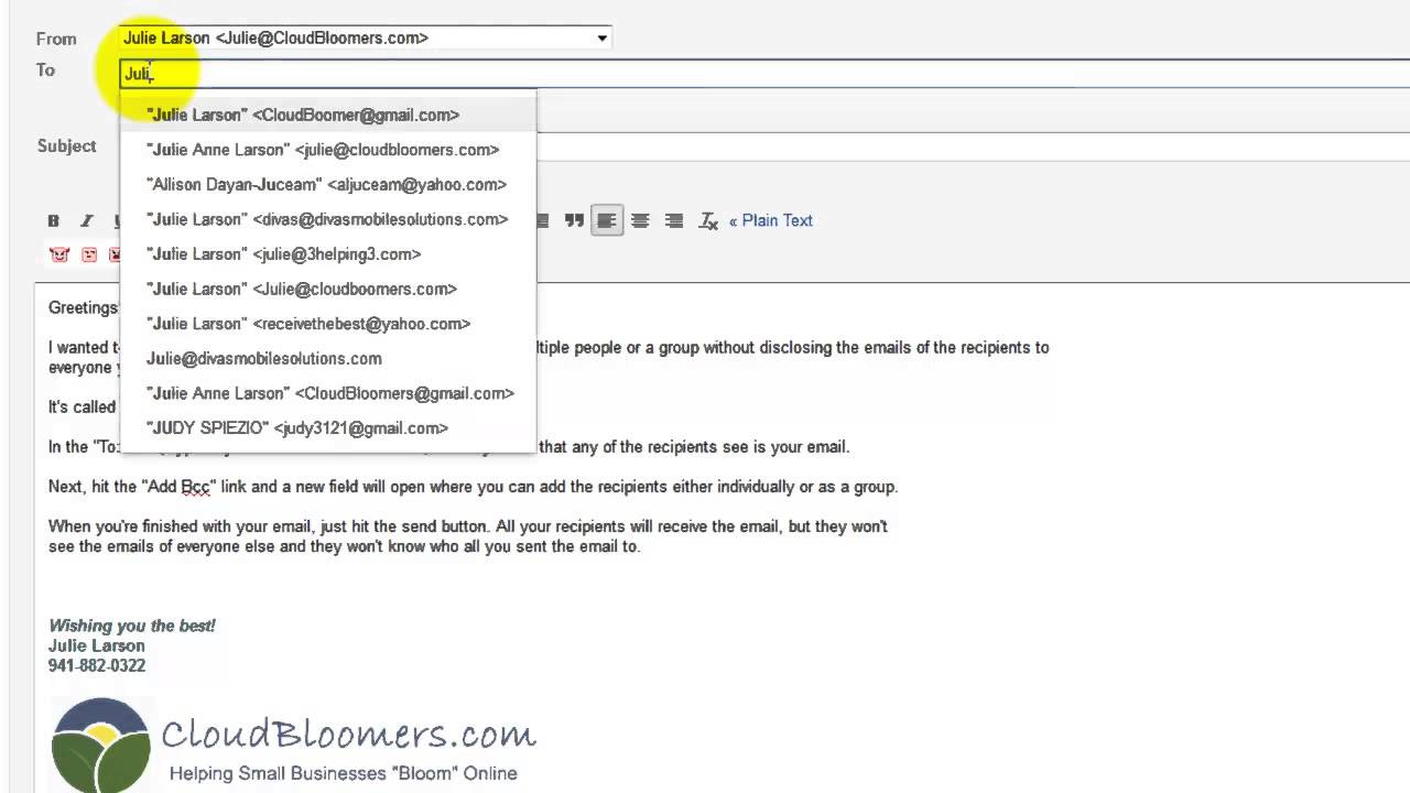 How To Send A Blind Carbon Copy (BCC) Email In Gmail | CloudBloomers ...