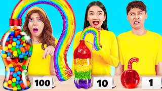 100 Layers of Food Challenge 🌈 Amazing Jelly Bottle Hacks and Rainbow Receipts b