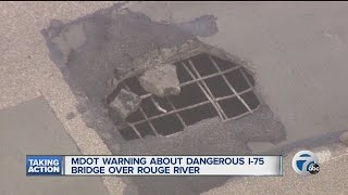 MDOT warning about dangerous I-75 bridge over Rouge River