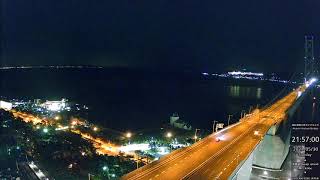 【5/30 夜〜朝】明石海峡大橋ライブカメラ 【アーカイブ】Akashi-Kaikyo Bridge FullHD Live Webcam Kobe, Japan 神戸淡路鳴門自動車道 大阪湾