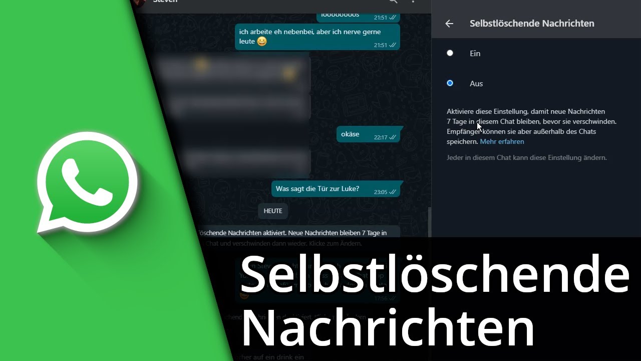 Selbstlöschende Nachrichten WhatsApp Tutorial - YouTube