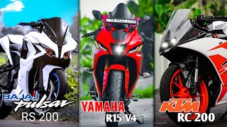 2023 Pulsar rs 200 VS KTM rc 200 VS Yamaha R15 V4 ||| Full Comparison @vehicle8950