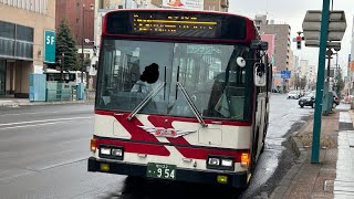 いい音♪旭川電気軌道 12番線 日野ブルーリボン 旭川22か954号車 車内と走行音 1条8丁目〜市役所前まで