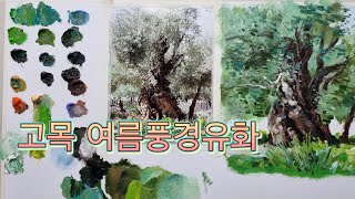 고목 여름풍경 유화  Old tree summer landscape oil painting