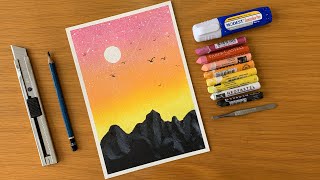 Desenho de Cenário Paisagístico: Montanha e Pôr do Sol Perfeitos para Iniciantes