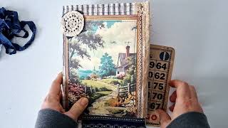 Grungy, Shabby, Rural Country Road, Home, Cottage Junk Journal Flip Through