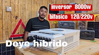 Inversor híbrido bifasico Deye  8000w 48v 120/220v