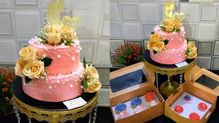 ഈസിയായിട്ട് ഒരു wedding cake decoration||Two tire wedding cake||No oven