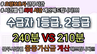 🤷‍♂️240분VS 210분🤷‍♀️ 수급자1등급 \u0026 2등급 월 최대 시간과 중중가산금 계산💲해드립니다!!!