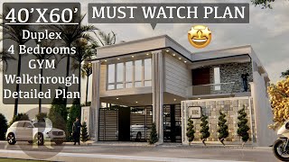 40X60 Duplex House Design | 2400 Sqft House Plan | 12X18 Meters House Design with walkthrough