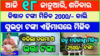 Today's breaking news odisha || Odia News | 18 January 2025 | CM Kisan |subhadra yojana online aply