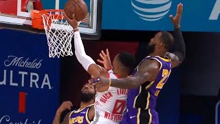 LeBron James gets a monster chasedown block on Russell Westbrook | Game 1 | Rockets vs Lakers
