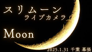 【ライブ】スリムーン＆飛行機 お月さまライブカメラ／千葉県千葉市美浜区 ウェザーニュースお天気カメラ 2025年1月31日
