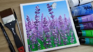 Relaxing acrylic painting #22 / Easy art / step by step / lavender / How to paint lavender field