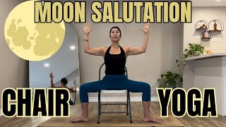 8 Mins Chair Moon Salutation for a Restful and Peaceful Evening | Calming Energy Flow