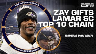 Lamar Jackson gets SC TOP 10 CHAIN from Zay Flowers & reacts to Ravens' win on MNF 😤 | SC with SVP