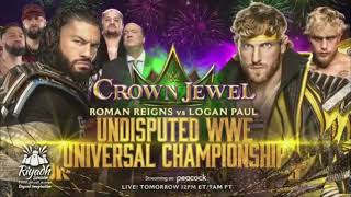 WWE Crown Jewel 2022 Roman Reigns vs Logan Paul Official Match Card V2