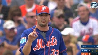 NYM@MIA: Harvey fans four over four scoreless