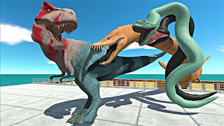 Mutant Goat Rex vs Reptiles on Lava Box Bridge - Animal Revolt Battle Simulator