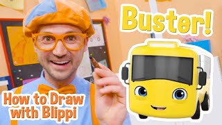 How To Draw Buster | Draw with Blippi! | Kids Art Videos | Moonbug Drawing Tutorial
