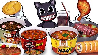 Mukbang Animation spicy Cup Noodle set eating Cartoon cat COMPLETE EDITION